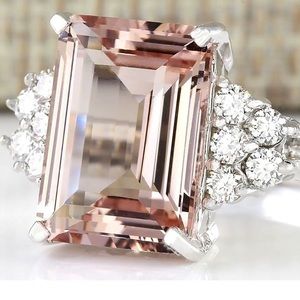 Natural 5.14ct Morganite 925 Sterling Silver Ring